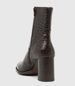 Zoli 75Mm Heel Ankle Boot In Brown Croc