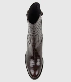 Zoli 75Mm Heel Ankle Boot In Brown Croc