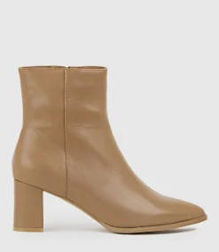 Zomo60 Block Heel Ankle Boot In Tan Baby Calf