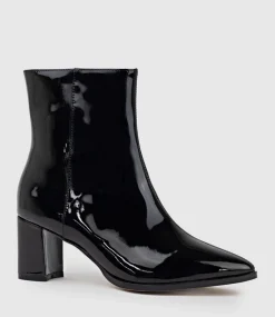 Zomo60 Block Heel Ankle Boot In Black Patent