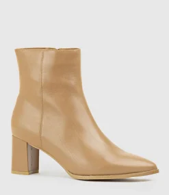 Zomo60 Block Heel Ankle Boot In Tan Baby Calf