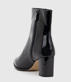 Zomo60 Block Heel Ankle Boot In Black Patent