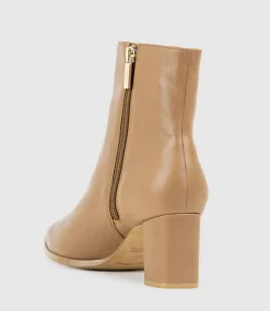 Zomo60 Block Heel Ankle Boot In Tan Baby Calf