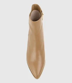 Zomo60 Block Heel Ankle Boot In Tan Baby Calf
