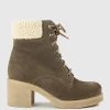 Zoom Lace Up With Shearling In Stone Suede