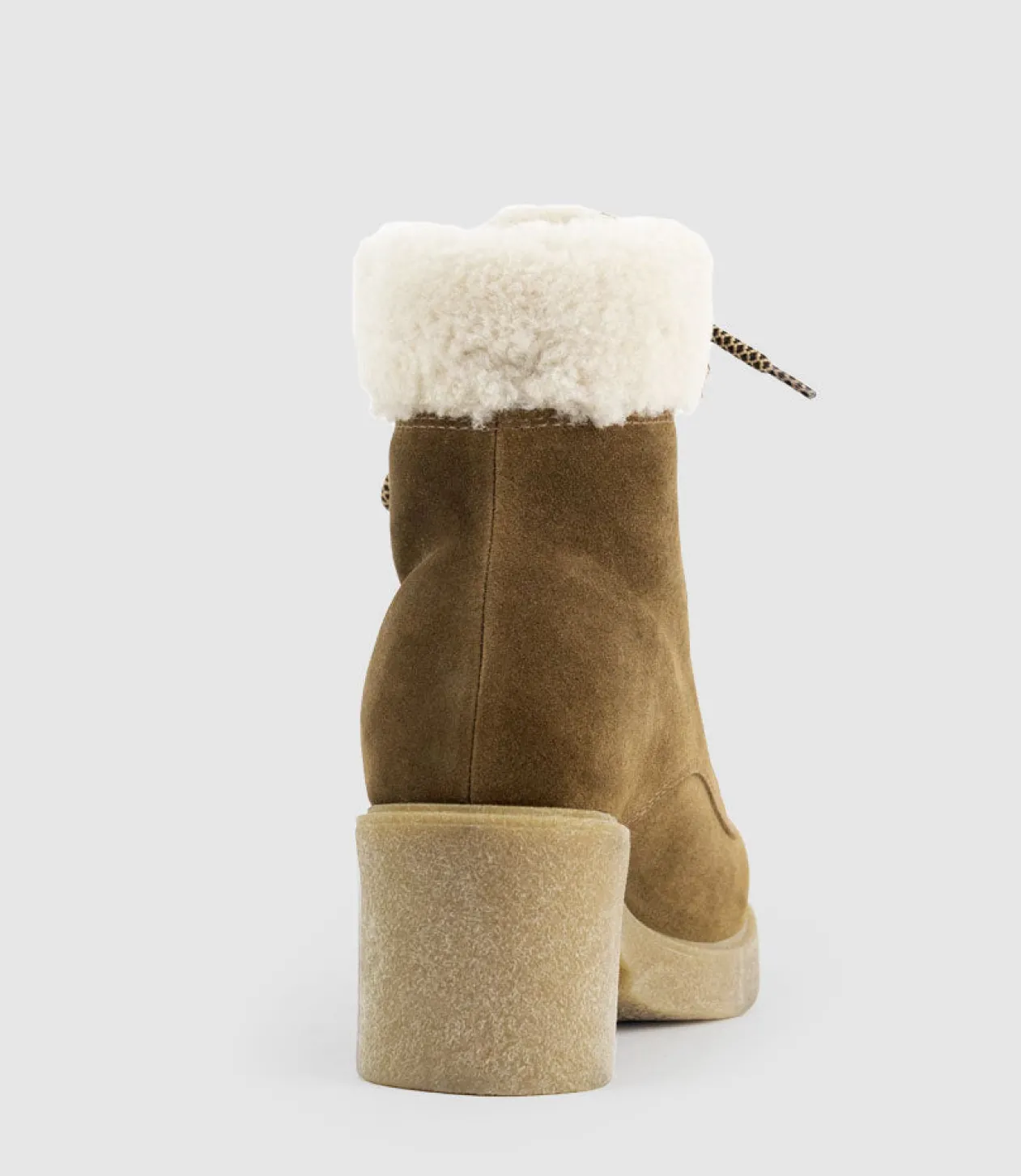 Zoom Lace Up With Shearling In Walnut Suede
