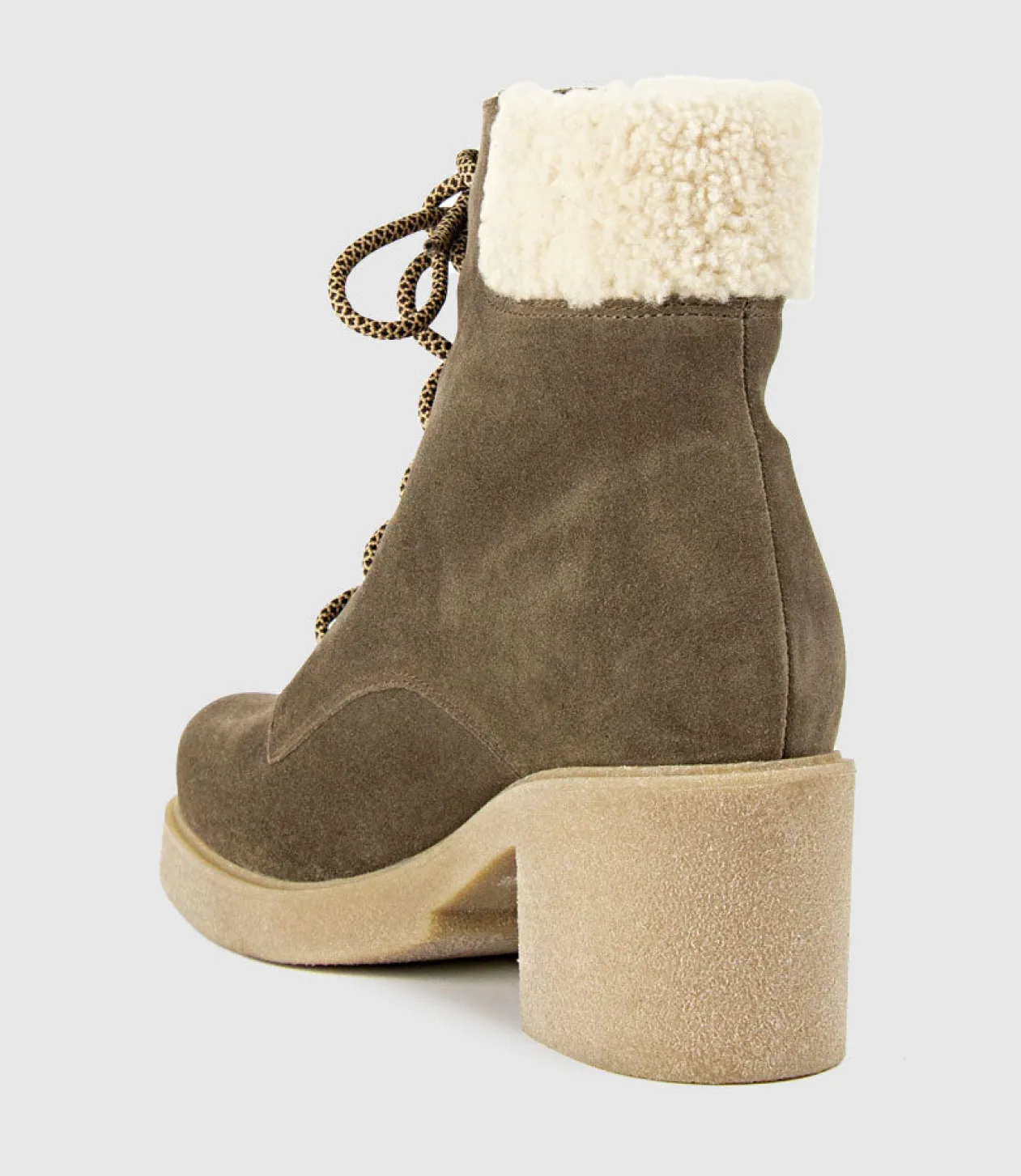 Zoom Lace Up With Shearling In Stone Suede
