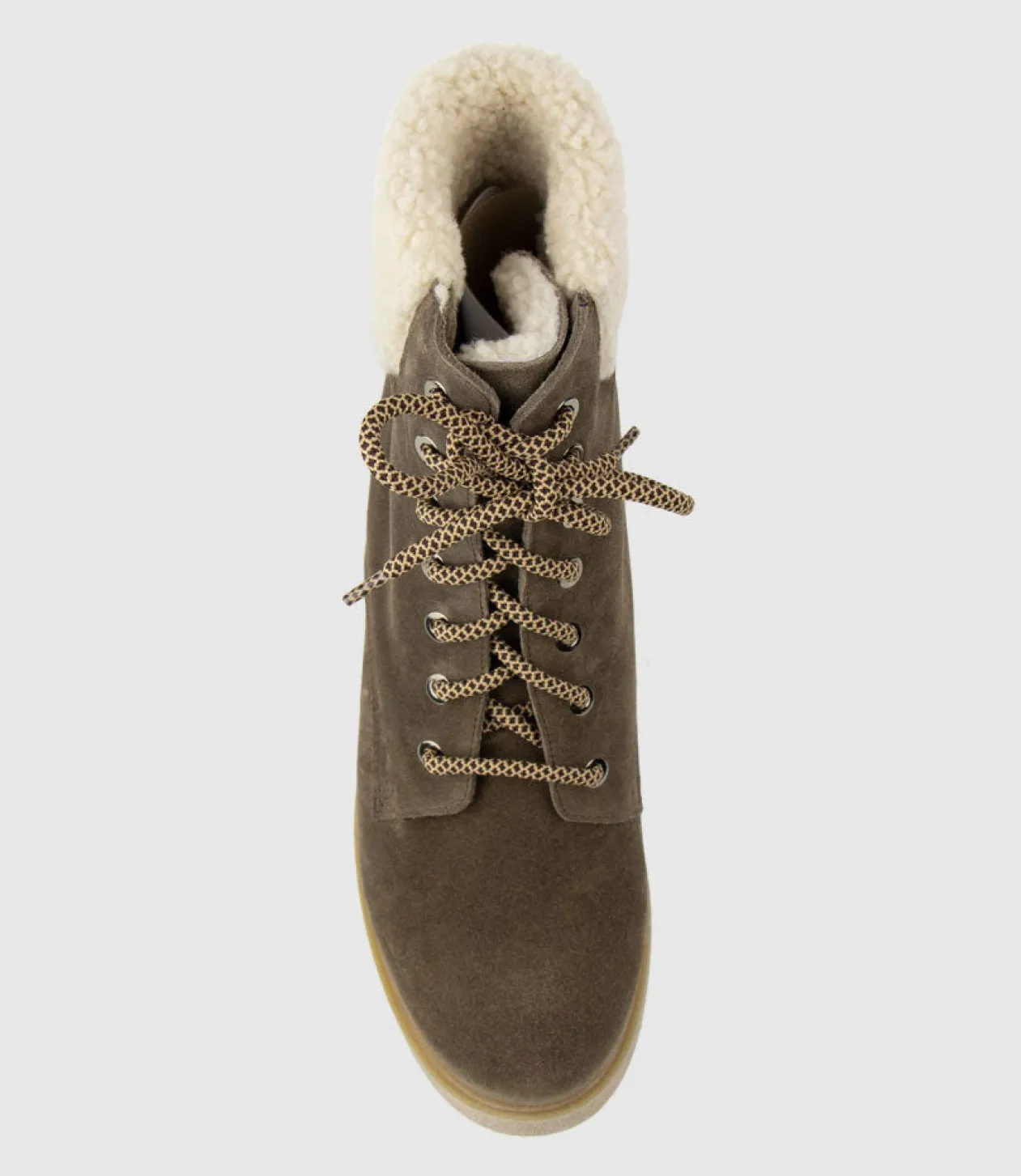 Zoom Lace Up With Shearling In Stone Suede