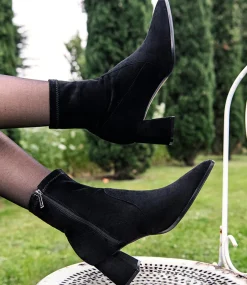 Zyla65 Block Heel Ankle Boot In Black Suede