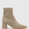Zyla65 Block Heel Ankle Boot In Latte Suede