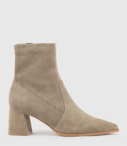 Zyla65 Block Heel Ankle Boot In Latte Suede