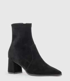 Zyla65 Block Heel Ankle Boot In Black Suede