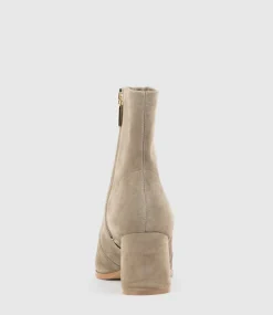 Zyla65 Block Heel Ankle Boot In Latte Suede