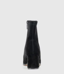 Zyla65 Block Heel Ankle Boot In Black Suede
