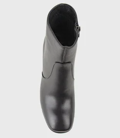 Zymmer Block Heel Boot With Square Toe In Black